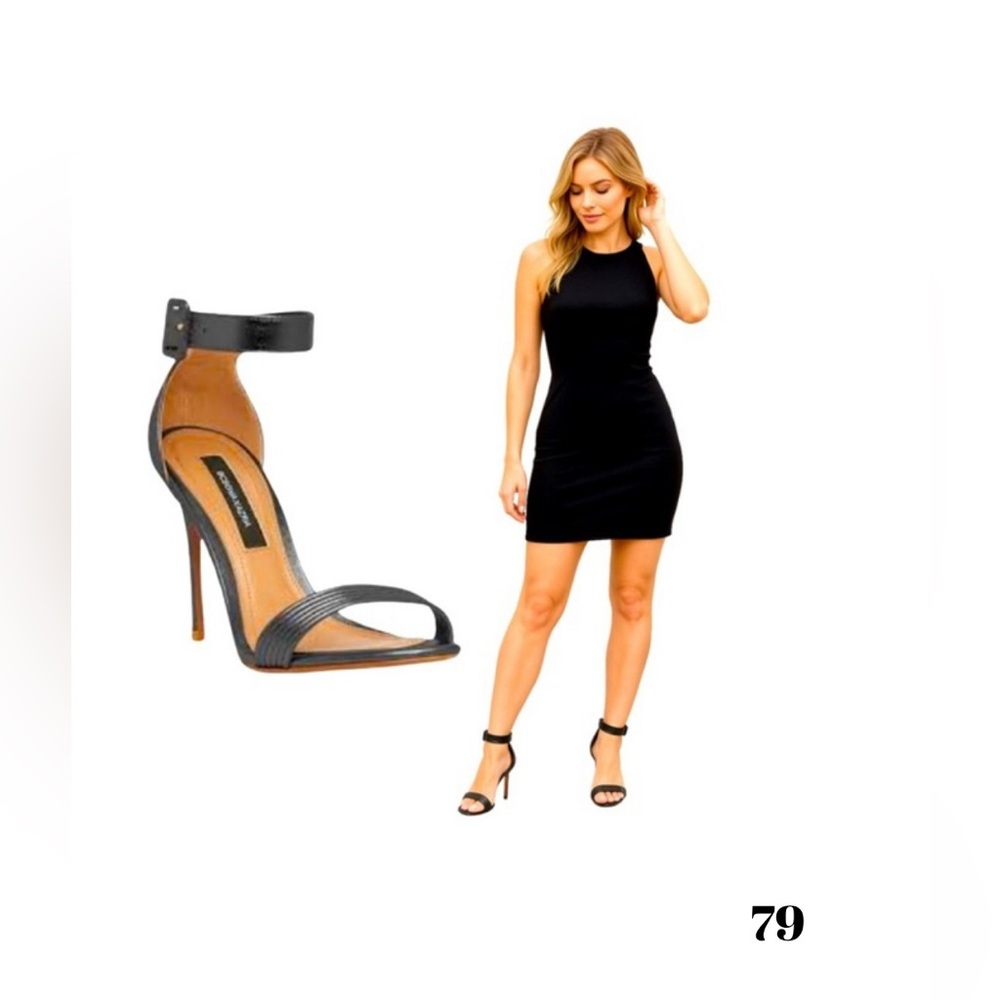 BCBGMaxAzria Black Heels with Open-Toe Design and Adjustable Ankle Strap - Picture 10 of 11